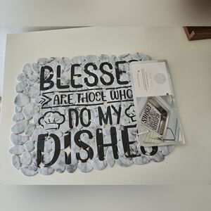 Blessed Sink Mat with Inspirational Quote